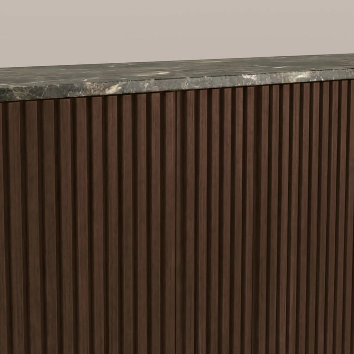 Janis 3 Door Sideboard Emperador Brown Honed Marble & Walnut