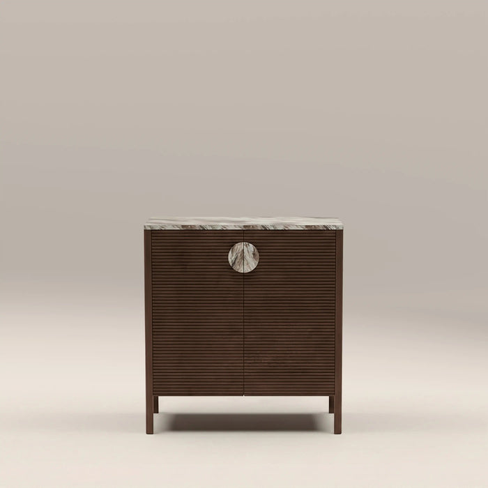 Tana 2 Door Sideboard French Riviera Honed Marble & Walnut