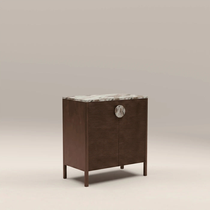 Tana 2 Door Sideboard French Riviera Honed Marble & Walnut