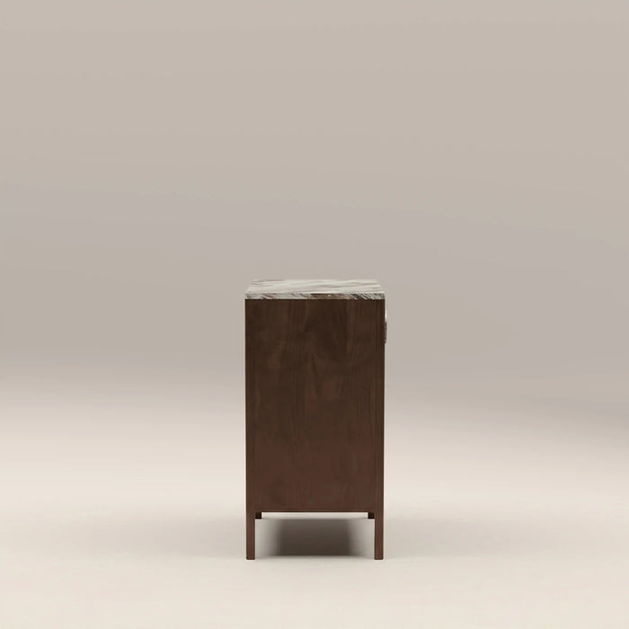 Tana 2 Door Sideboard French Riviera Honed Marble & Walnut