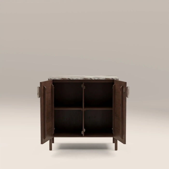 Tana 2 Door Sideboard French Riviera Honed Marble & Walnut