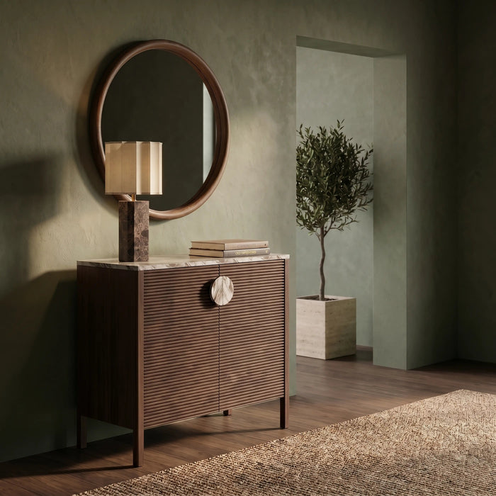 Tana 2 Door Sideboard French Riviera Honed Marble & Walnut