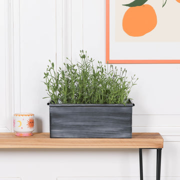 Roll Top Weathered Iron Style Metal Planter - 34cm