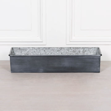 Roll Top Weathered Iron Style Metal Planter - 64cm