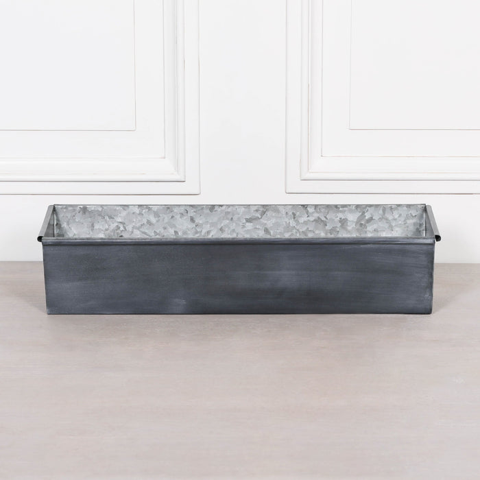 Roll Top Weathered Iron Style Metal Planter