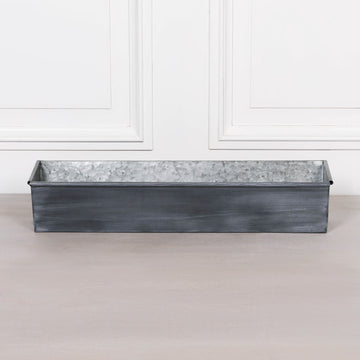 Roll Top Weathered Iron Style Metal Planter - 74cm