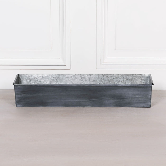 Roll Top Weathered Iron Style Metal Planter