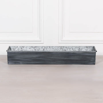 Roll Top Weathered Iron Style Metal Planter - 84cm