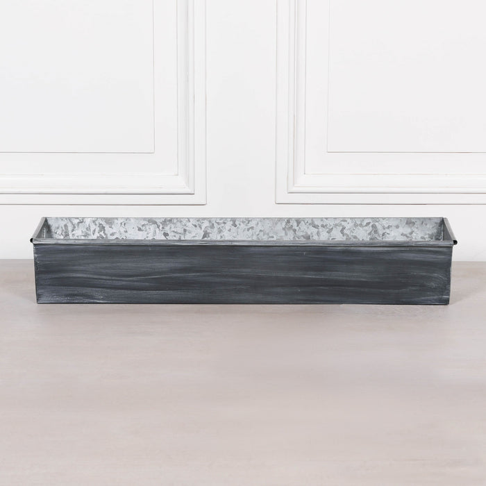 Roll Top Weathered Iron Style Metal Planter