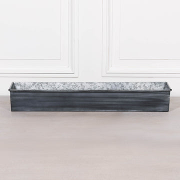 Roll Top Weathered Iron Style Metal Planter - 94cm