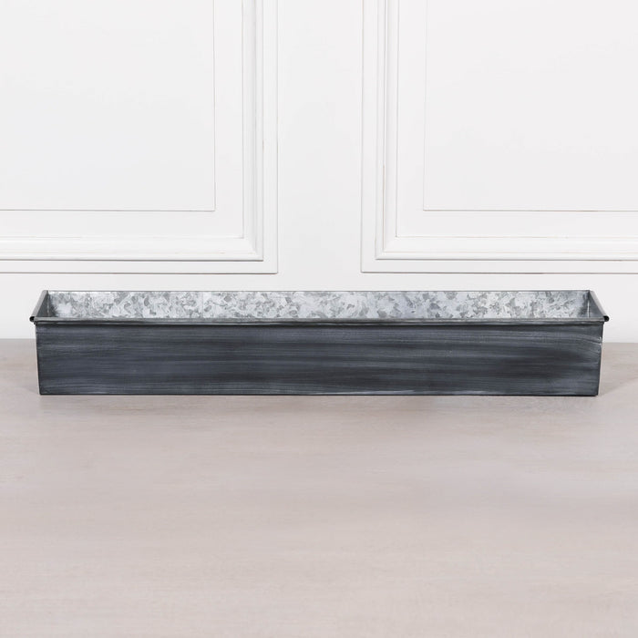Roll Top Weathered Iron Style Metal Planter - 94cm
