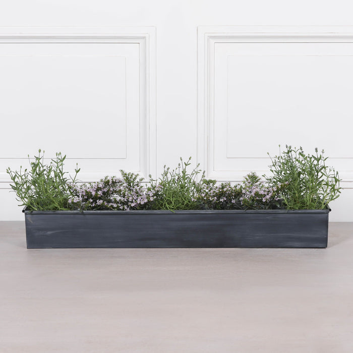 Roll Top Weathered Iron Style Metal Planter