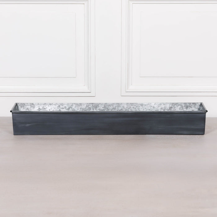 Roll Top Weathered Iron Style Metal Planter