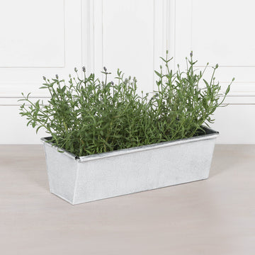 Roll Top White Wash Metal Planter - 44cm