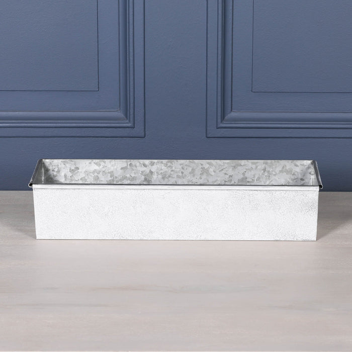 Roll Top White Wash Metal Planter