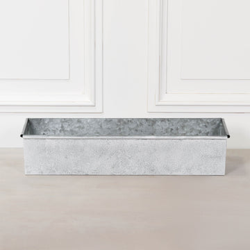 Roll Top White Wash Metal Planter - 64cm