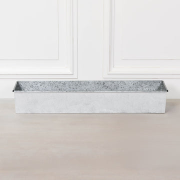 Roll Top White Wash Metal Planter - 84cm