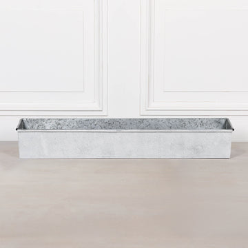 Roll Top White Wash Metal Planter - 94cm