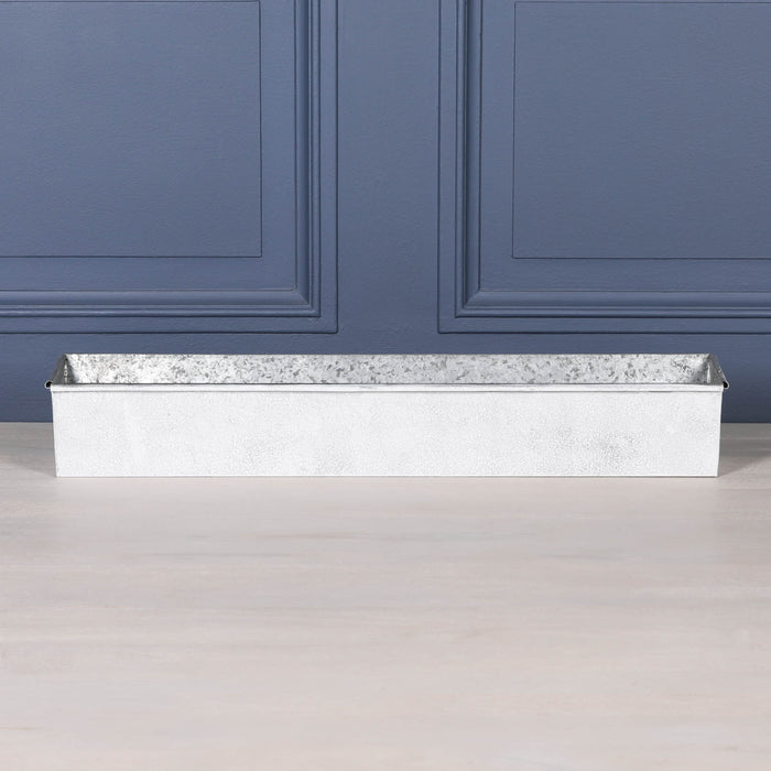 Roll Top White Wash Metal Planter - 94cm