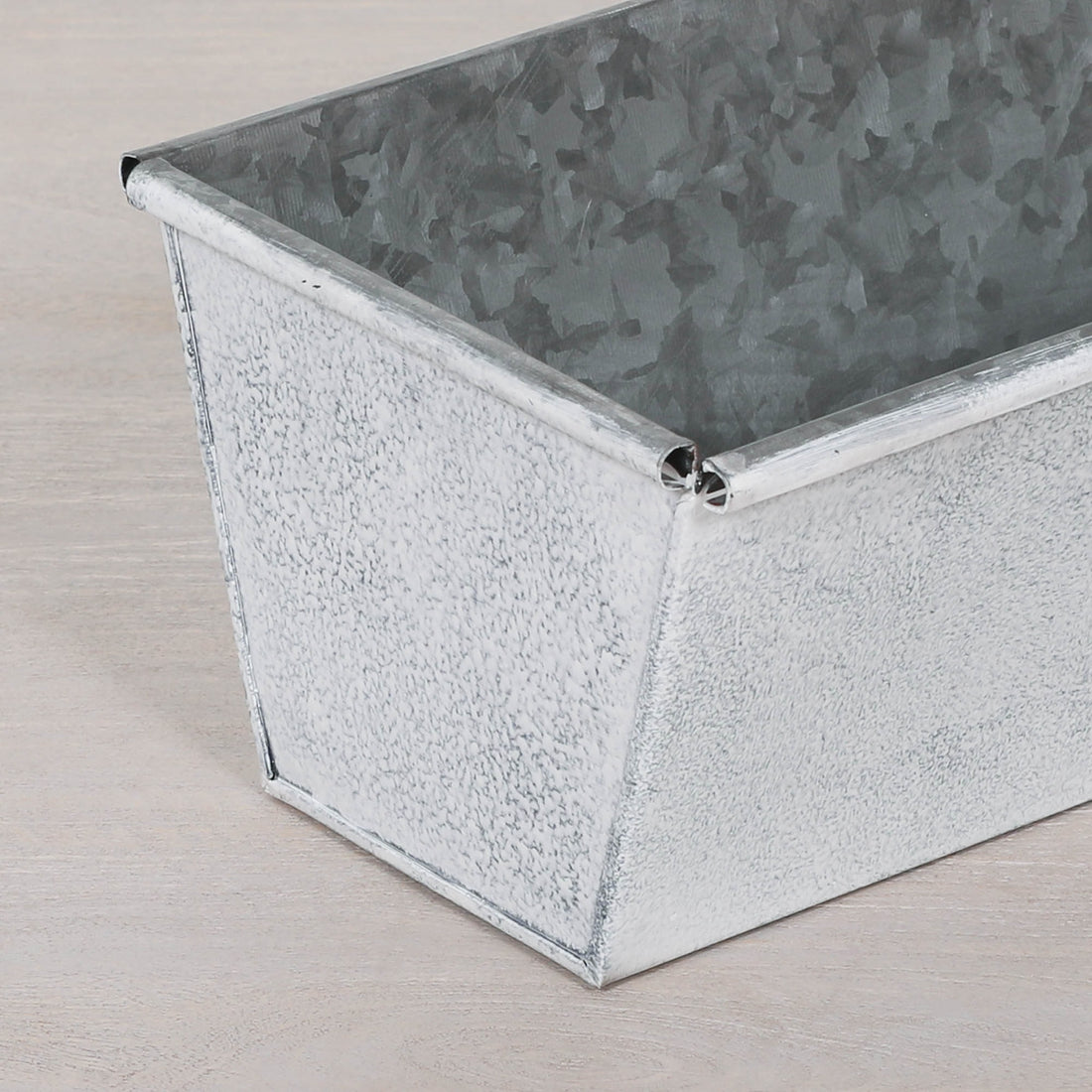 Roll Top White Wash Metal Planter - 94cm