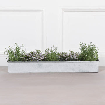 Roll Top White Wash Metal Planter - 104cm