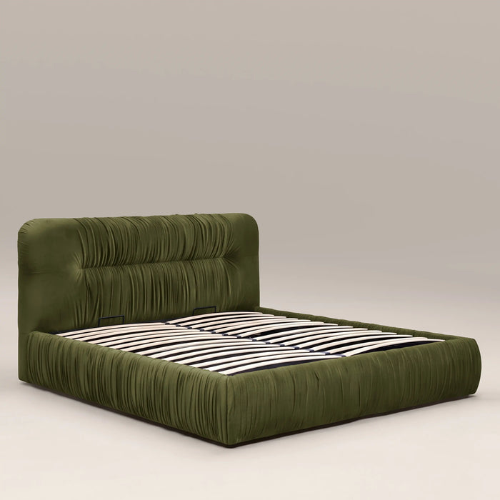 Bronte Ottoman Storage Super King Bed | Olive Green Sustainable Velvet
