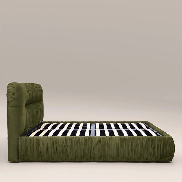 Bronte Ottoman Storage Super King Bed | Olive Green Sustainable Velvet