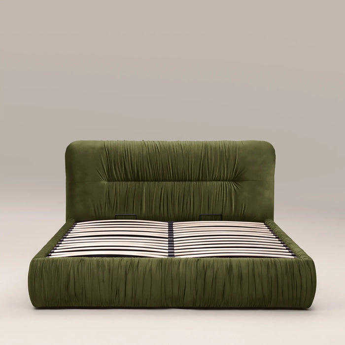 Bronte Ottoman Storage Super King Bed | Olive Green Sustainable Velvet