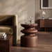 Leia Round Side Table | Emperador Brown Honed Marble & Walnut