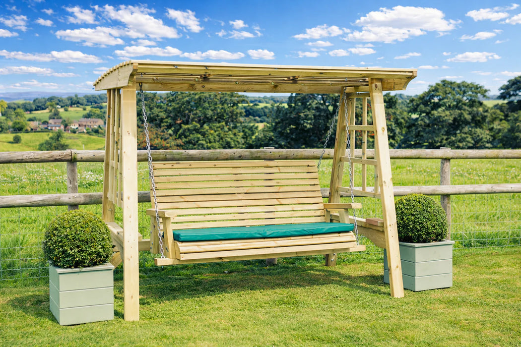 Scandinavian Redwood 3-Seater Outdoor Swing with Canopy