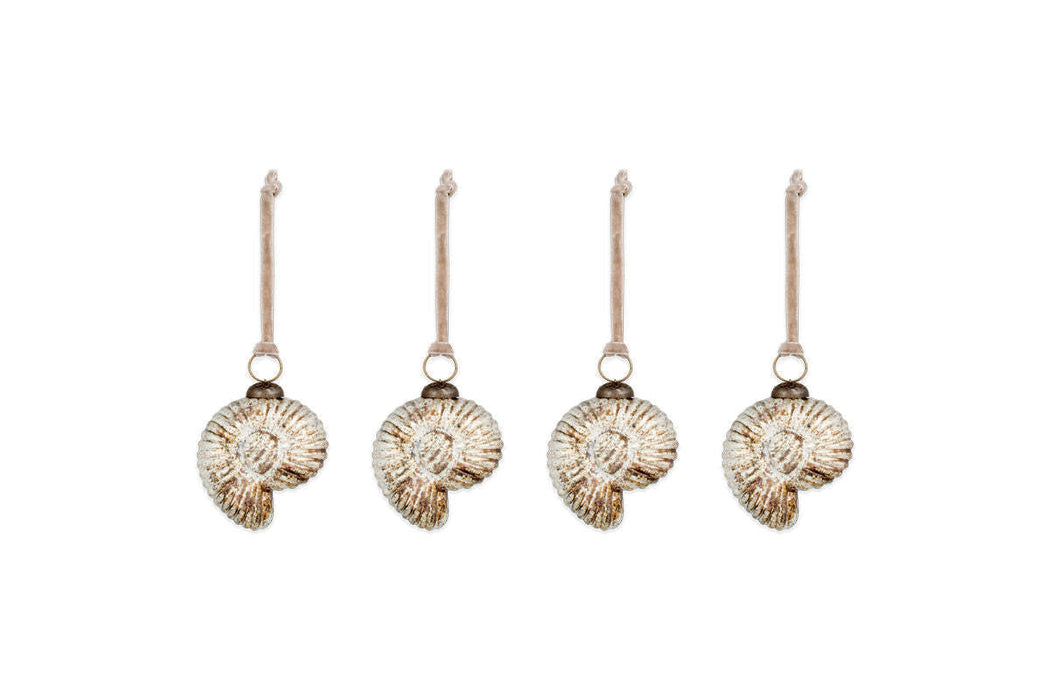 Sachin Shell Baubles Rustic Gold Set Of 4