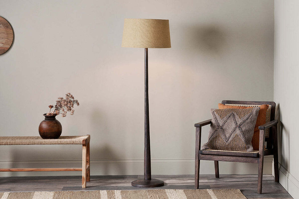 Sahar Mango Wood Floor Lamp Dark Stain