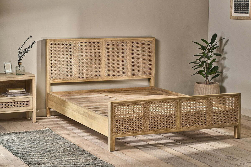Saharsa Cane Mango Wood Bed