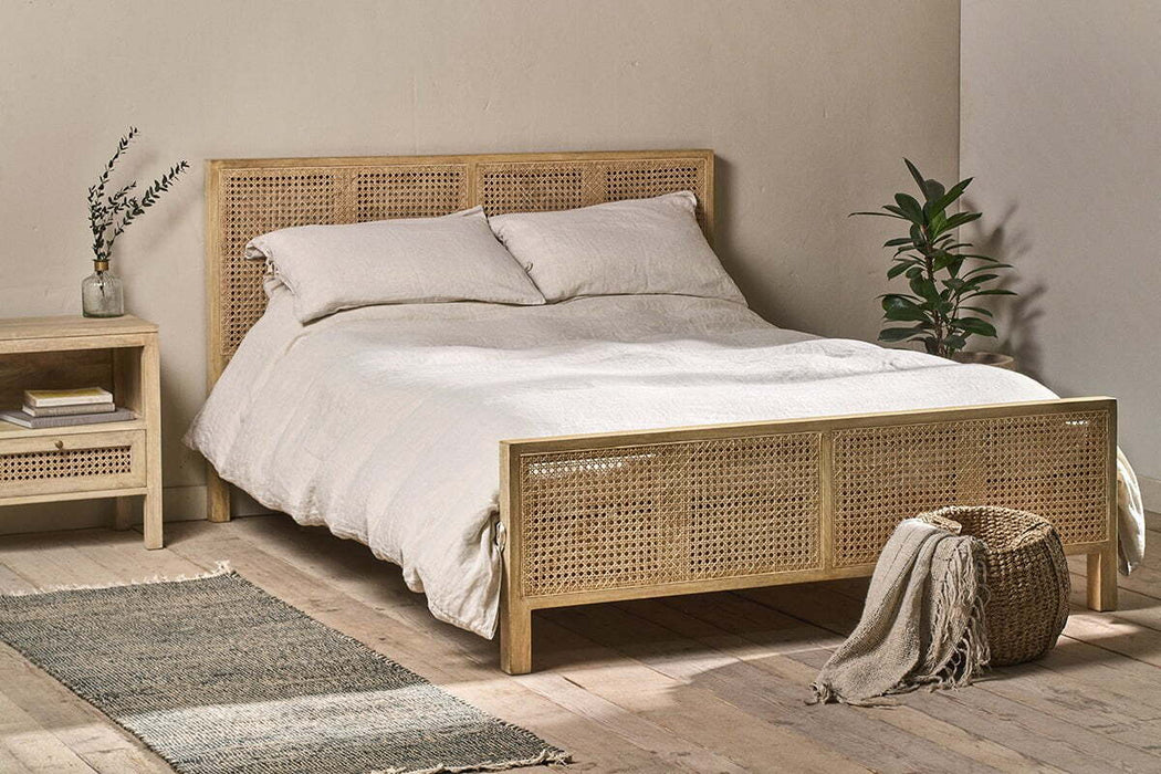Saharsa Cane Mango Wood Bed