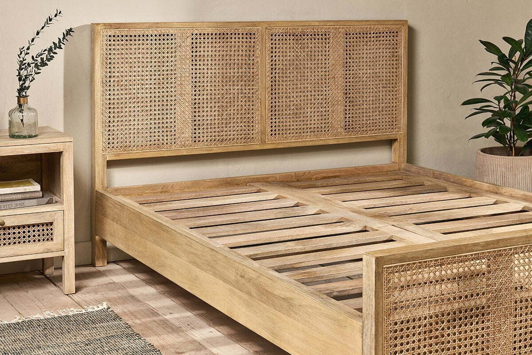 Saharsa Cane Mango Wood Bed