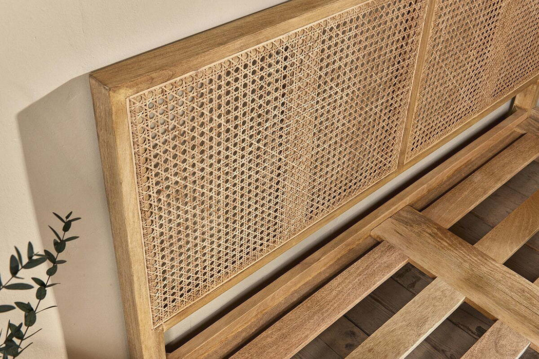 Saharsa Cane Mango Wood Bed