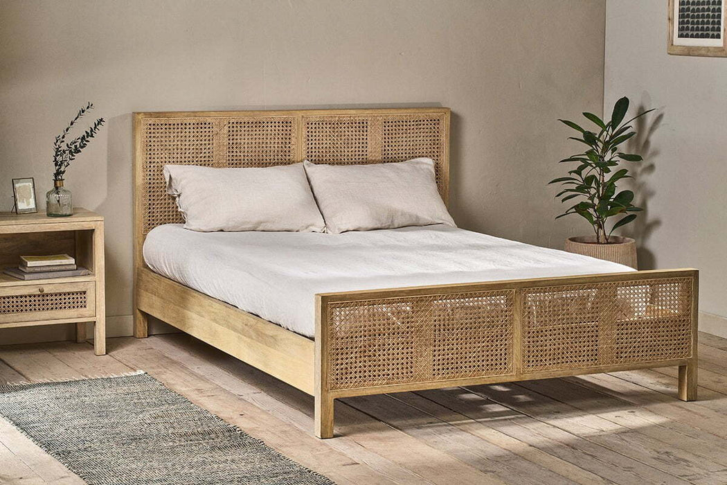 Saharsa Cane Mango Wood Bed