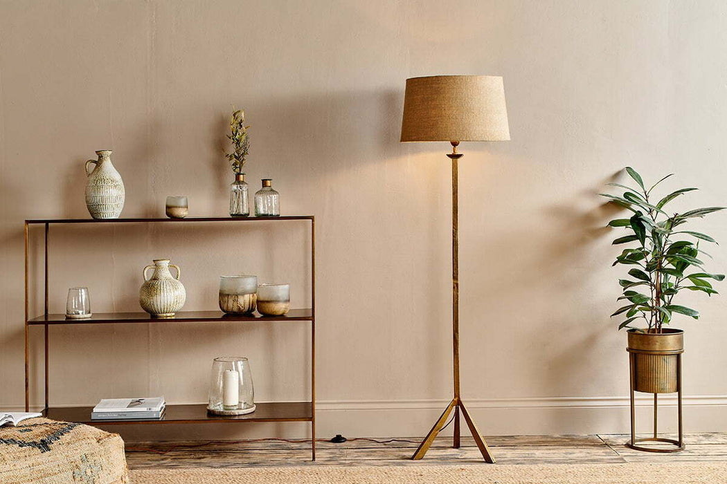 Sahhil Metal Tripod Floor Lamp - Antique Brass