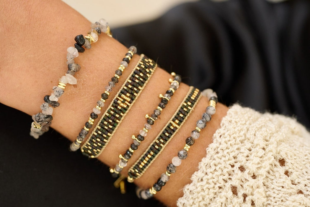 Sana Gold Black Rutilated Quartz Crystal Bracelet