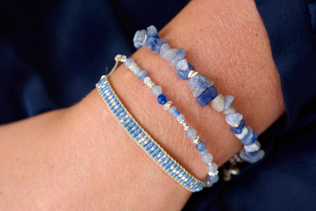 Sana Silver Blue Aventurine Crystal Bracelet
