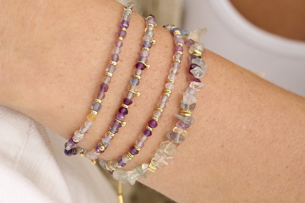 Sana Gold & Rainbow Fluorite Crystal Bracelet