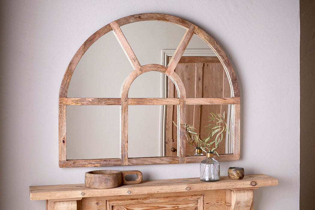 Sande Arched Mango Wood Mirror Natural