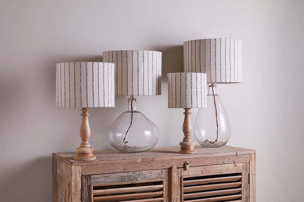 Sanja Cotton Stripe Lampshade Off White Grey