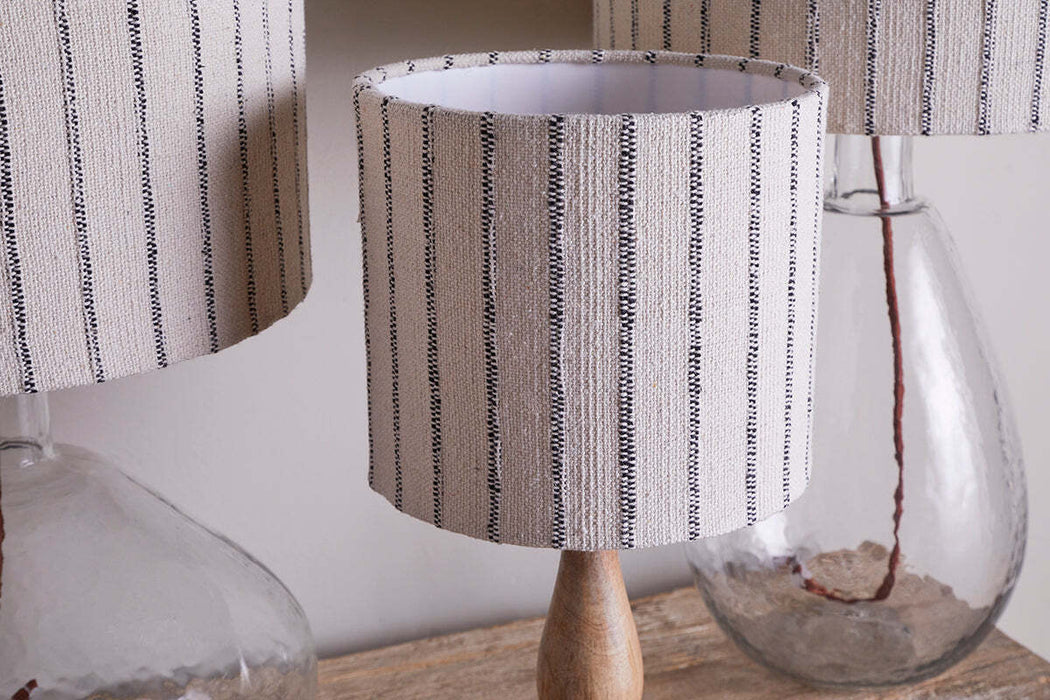 Sanja Cotton Stripe Lampshade Off White Grey
