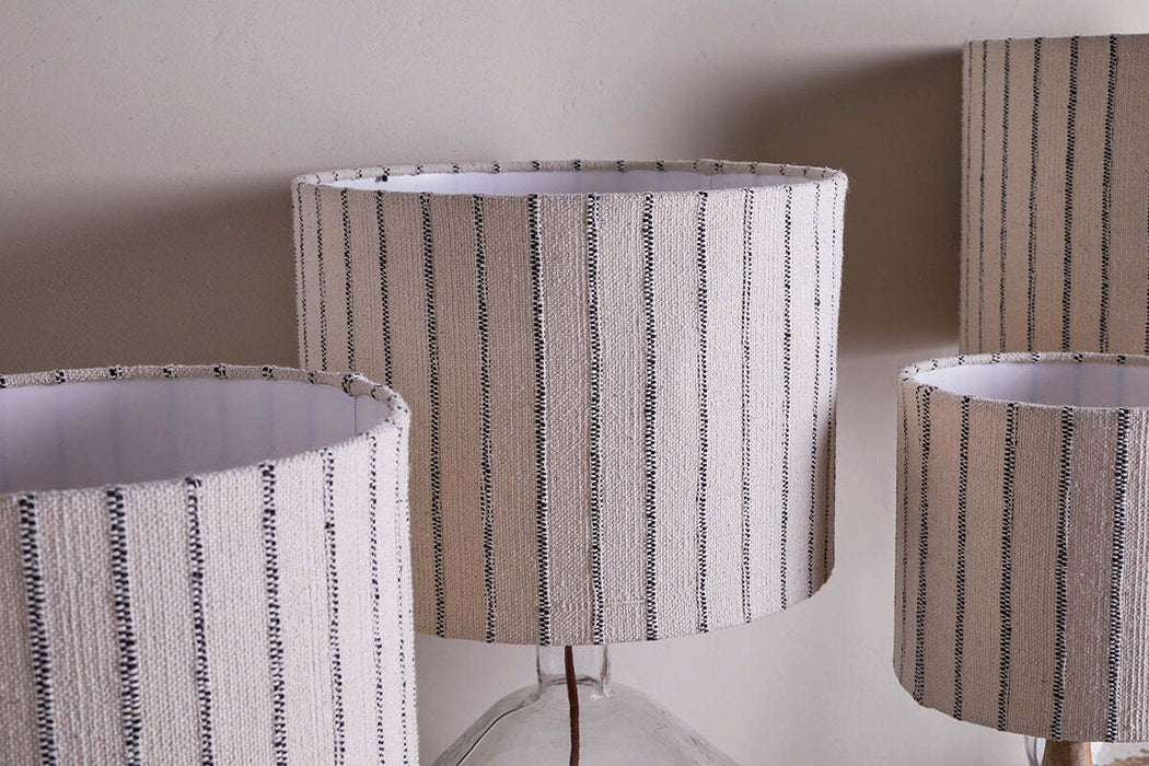 Sanja Cotton Stripe Lampshade Off White Grey