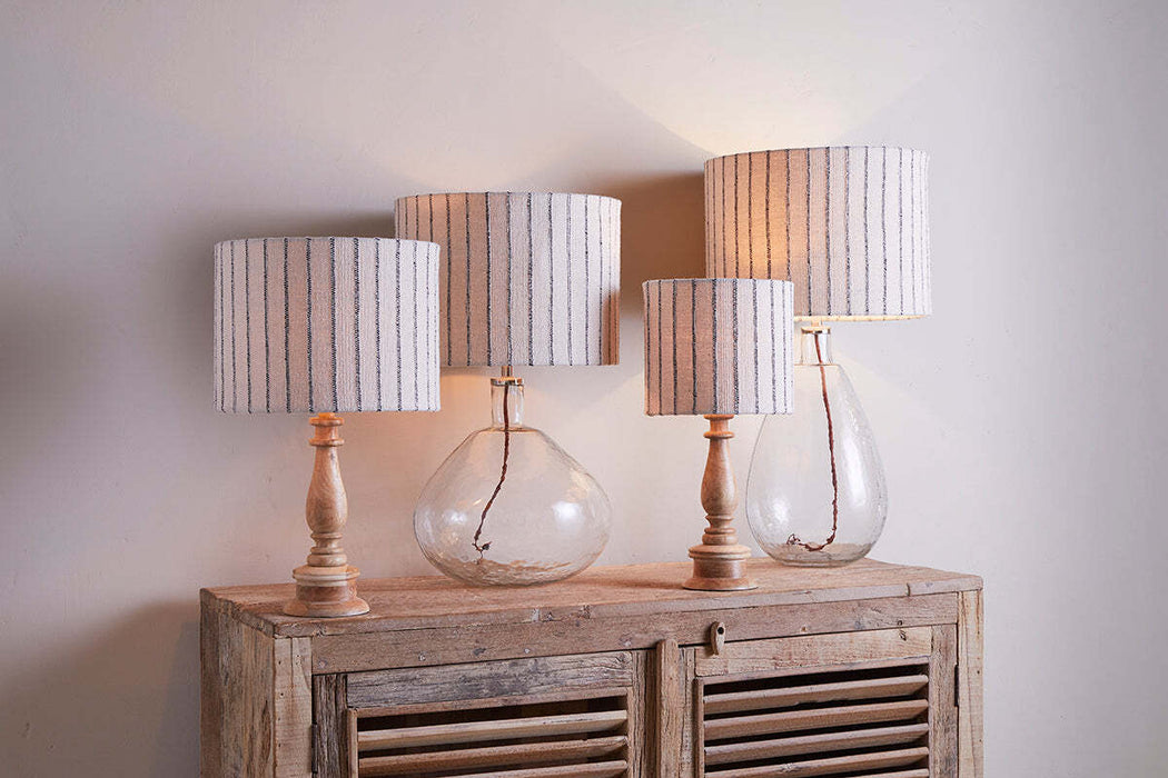 Sanja Cotton Stripe Lampshade Off White Grey