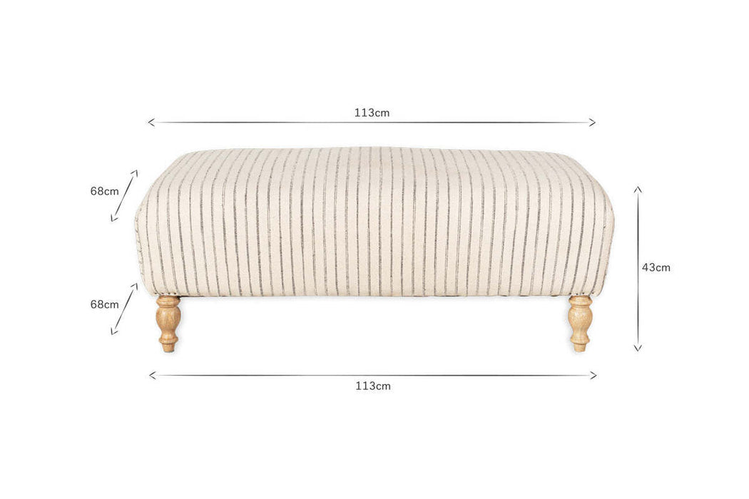 Sanja Stripe Upholstered Ottoman Off White