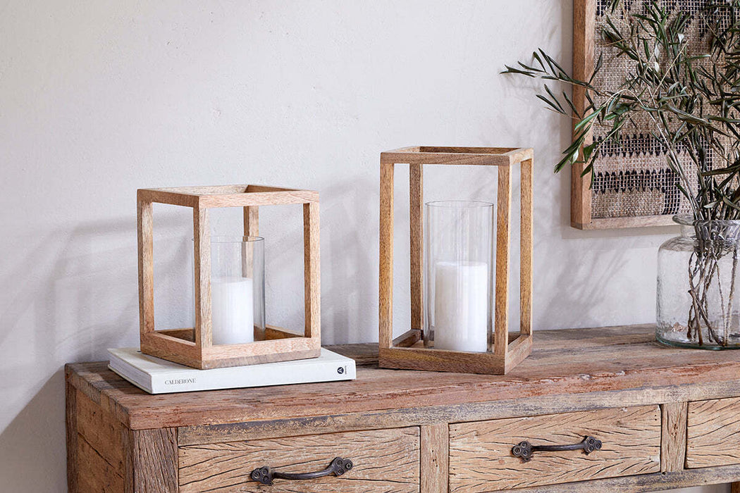 Sanora Mango Wood Lantern Natural