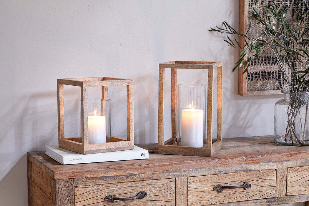 Sanora Mango Wood Lantern Natural