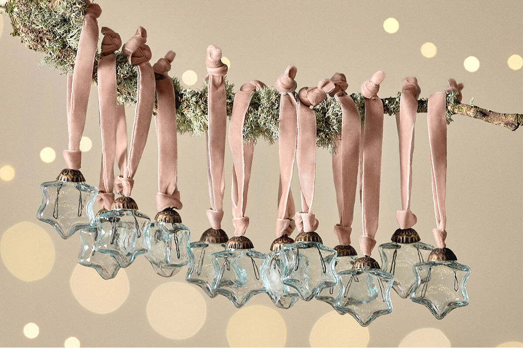 Sardi Star Baubles Clear Set Of 12 Sb12Gb